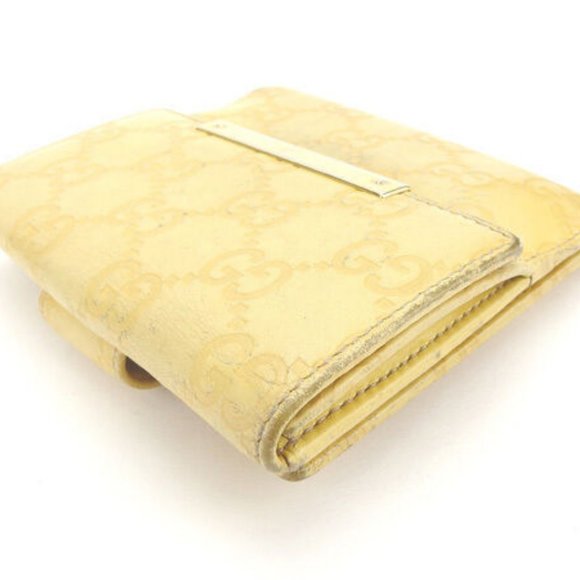 Gucci Wallet Purse Guccissima Yellow Gold Woman Authentic Used Y4157 - Picture 3 of 6